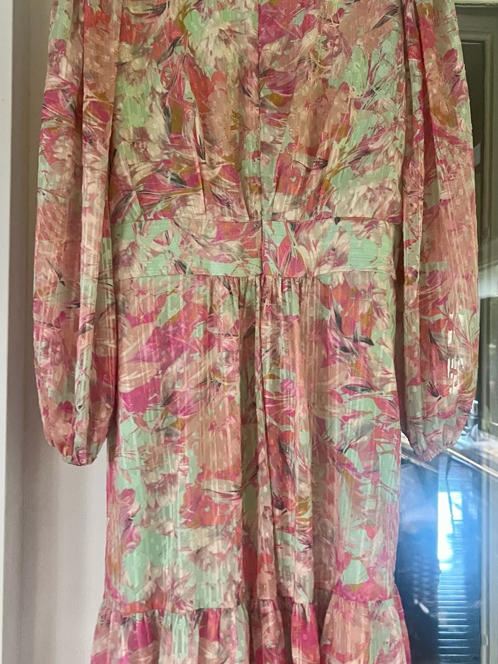 Alex Marie Simone Pastel Floral Dress in Pink and Teal - Picture 6 of 10